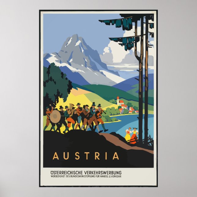 Póster Afiche de la época del turismo en Austria (Frente)