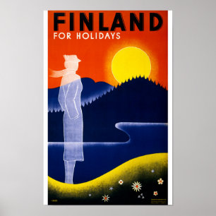 Póster Afiche de la época finlandesa restaurado