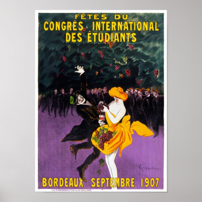 Póster Afiche de la época francesa de 1907 restaurado (Frente)