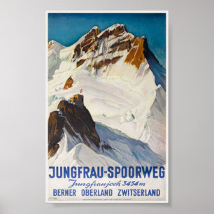 Póster Afiche de la época Jungfrau-Sporweg de 1914