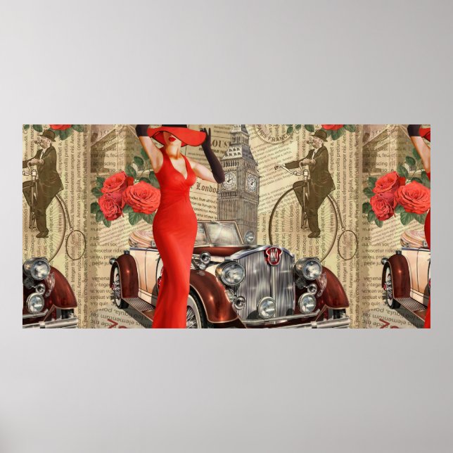 Póster Afiche de la época Londres destrozado el fondo de  (Frente)