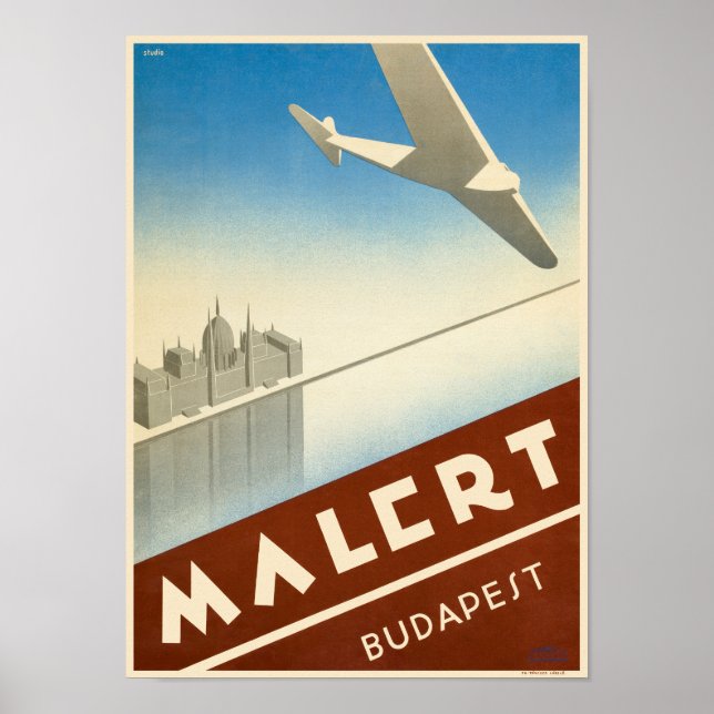 Póster Afiche de la época malert Budapest Hungría 1934 (Frente)