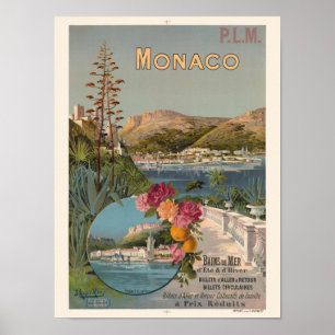 Póster Afiche de la época monegasca Bains de Mer 1896