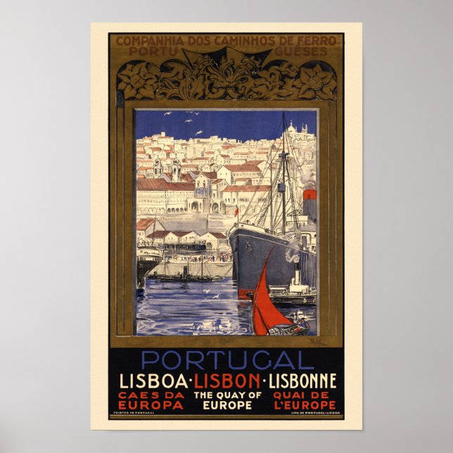 Póster Afiche de la época portuguesa de Lisboa de 1929 (Frente)