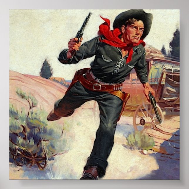 Póster Afiche de la época salvaje de Cowboy West (Frente)