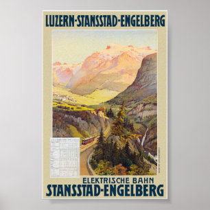 Póster Afiche de la época Stansstad-Engelberg 1910