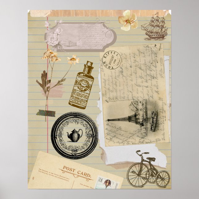 Póster Afiche de la época victoriana de los diarios antig (Frente)