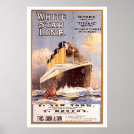 Póster Afiche de la estrella blanca Titanic y Olympic Vin