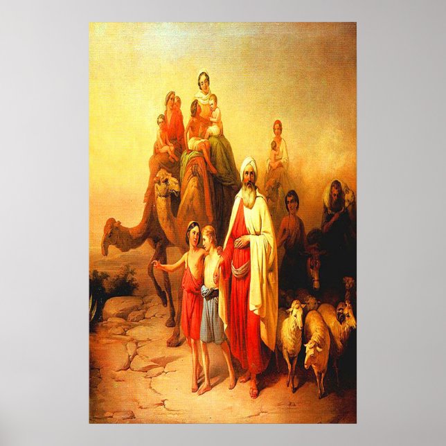 Póster Afiche de la familia caminando por el desierto (Frente)