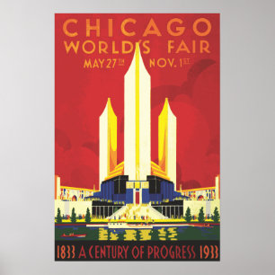 Póster Afiche de la Feria del Mundo de Chicago