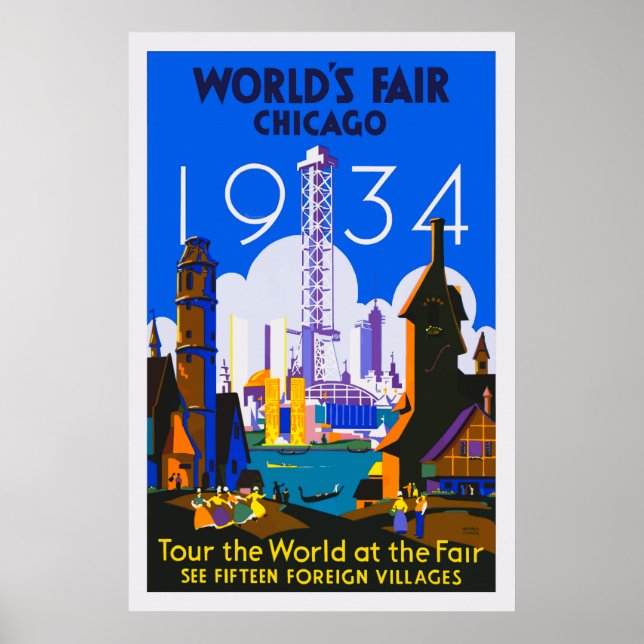 Póster Afiche de la Feria Mundial de Chicago (Frente)