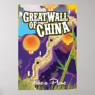 Póster Afiche de la Gran Muralla de china para viajes