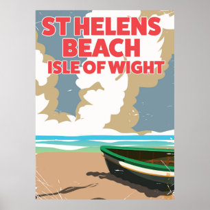 Póster Afiche de la isla de la playa de St helens