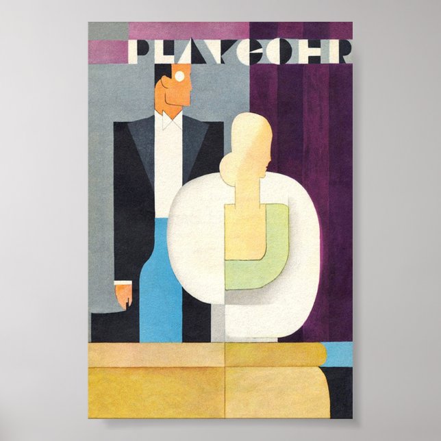 Póster Afiche de la pareja de glamour Art Deco (Frente)