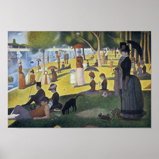 Póster Afiche de la pintura de cosecha de Seurat Sunday p (Frente)