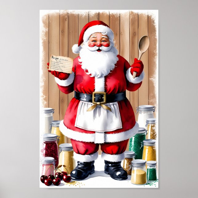 Póster Afiche de la receta secreta de Santa (Frente)