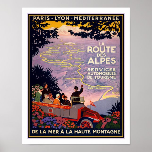 Póster Afiche de la Ruta de los Alpes de 1920 (Frente)