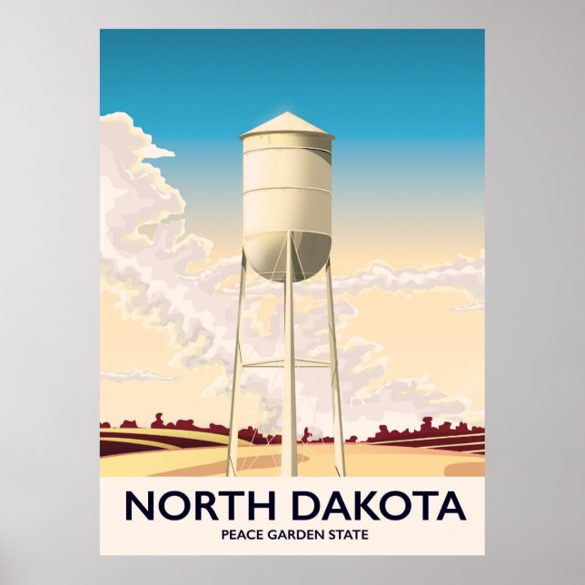 Póster Afiche de la Torre del Agua de Dakota del Norte (Frente)