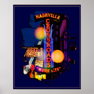 Póster Afiche de la vida nocturna de Nashville