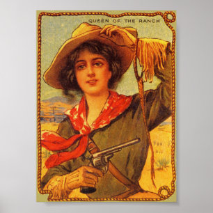 Póster Afiche de la Vintage "Reina del Rancho" de la niña