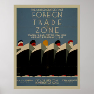Póster Afiche de la zona de comercio exterior