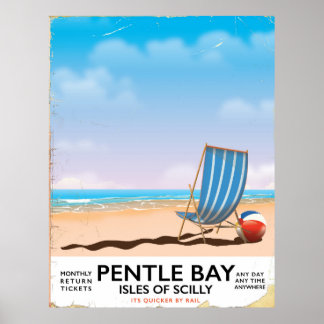 Póster Afiche de las Islas Pentle Bay de Scilly
