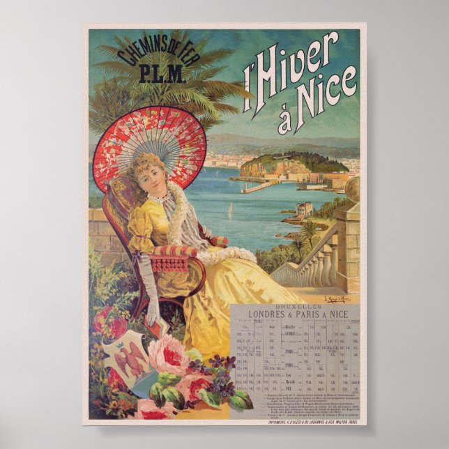 Póster Afiche de l'Hiver à Nice Vintage 1892 (Frente)