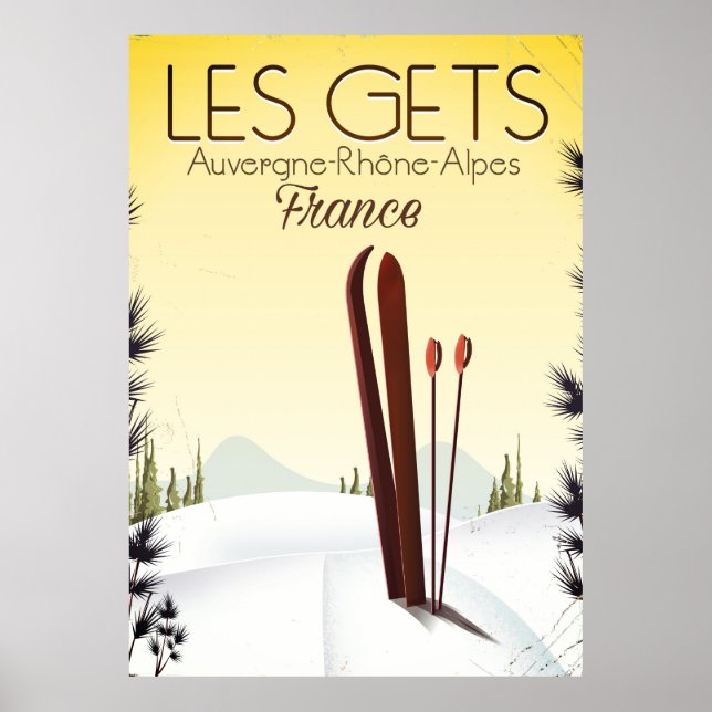 Póster Afiche de los viajes de esquí de Les Gets France (Frente)