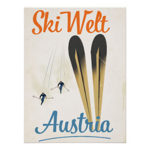 Póster Afiche de los viajes de esquí de Skiwelt Austria