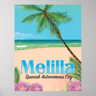 Póster Afiche de Melilla de Viajes de la Ciudad Autónoma 