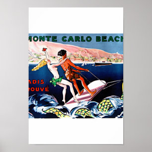 Póster Afiche de Monte Carlo Vintage restaurado
