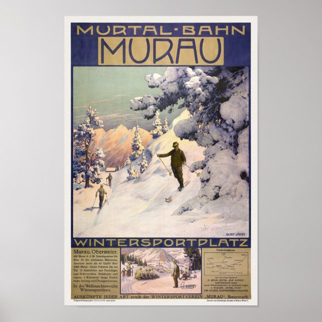 Póster Afiche de Murtalbahn Murau Austria Vintage 1907 (Frente)