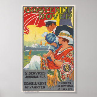 Póster Afiche de Oostende Dover Vintage 1920