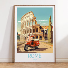 Póster Afiche de Roma Italia de viaje, Roma Poster de Ita