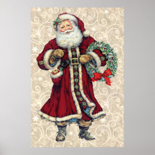 Póster afiche de santa de pie