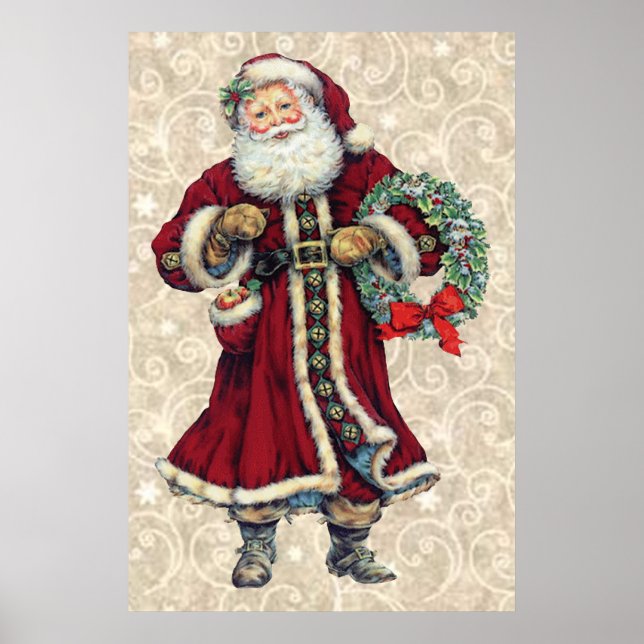 Póster afiche de santa de pie (Frente)