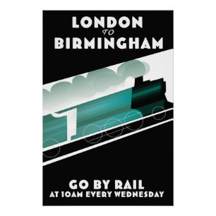 Póster Afiche de tren de Londres a Birmingham