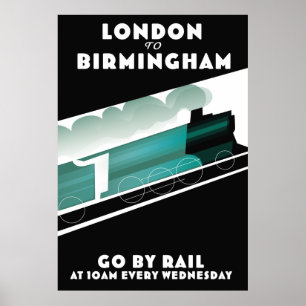 Póster Afiche de tren de Londres a Birmingham