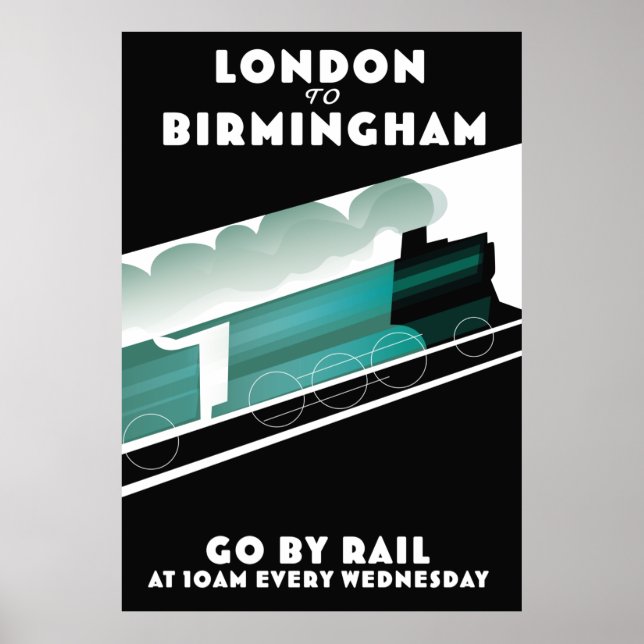 Póster Afiche de tren de Londres a Birmingham (Frente)