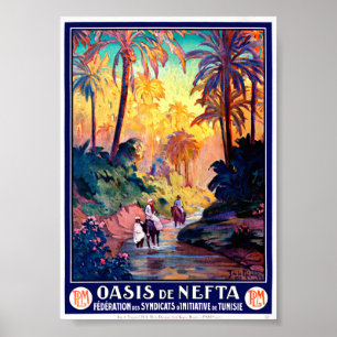 Póster Afiche de Túnez vintage restaurado