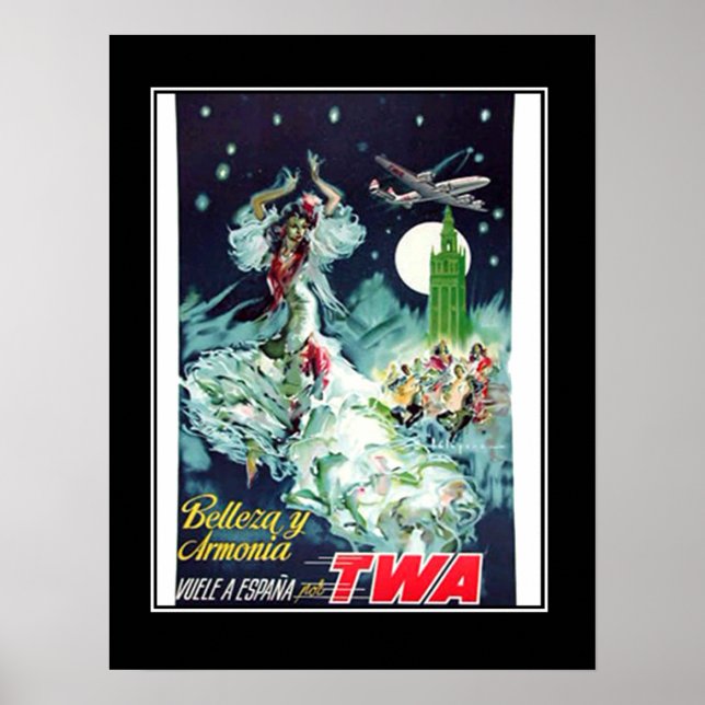 Póster Afiche de Viaje a España Vintage (Frente)