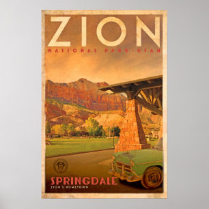 Póster Afiche de viaje a la ciudad natal de Springdale Zi