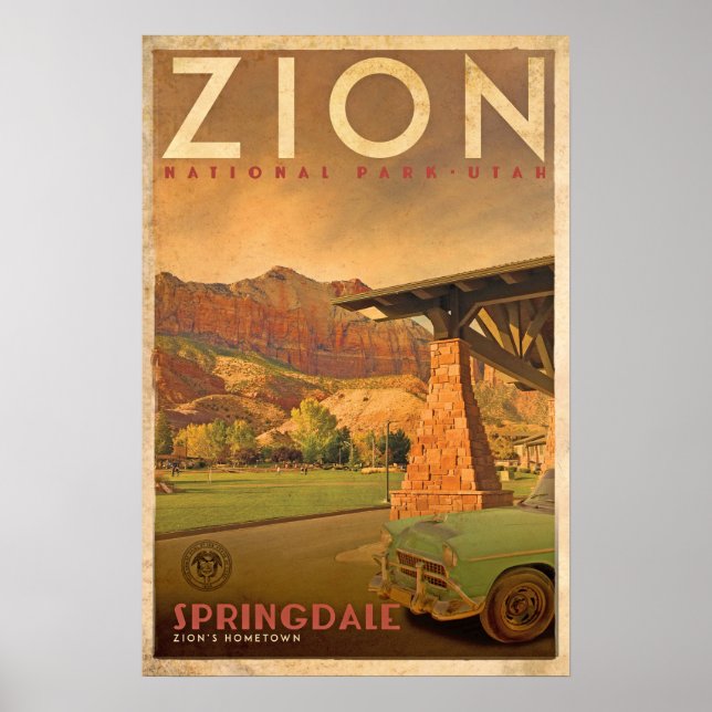 Póster Afiche de viaje a la ciudad natal de Springdale Zi (Frente)