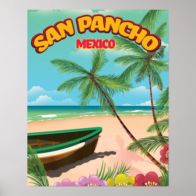 Póster Afiche de viaje a la playa de San Pancho (Frente)
