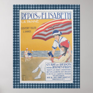 Póster Afiche de Viaje a la Playa Francesa