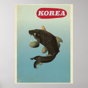 Póster Afiche de viaje al estilo de Koi