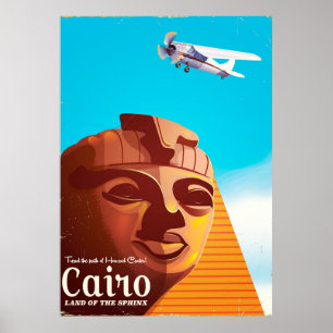 Póster Afiche de viaje al estilo de la cosecha en El Cair