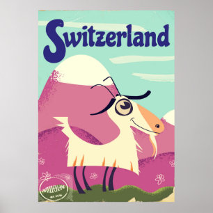 Póster Afiche de viaje al estilo de la época de Suiza