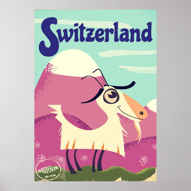 Póster Afiche de viaje al estilo de la época de Suiza (Frente)