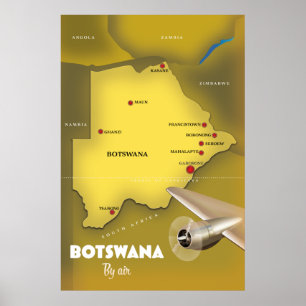Póster Afiche de viaje al estilo vintage de Botsuana.